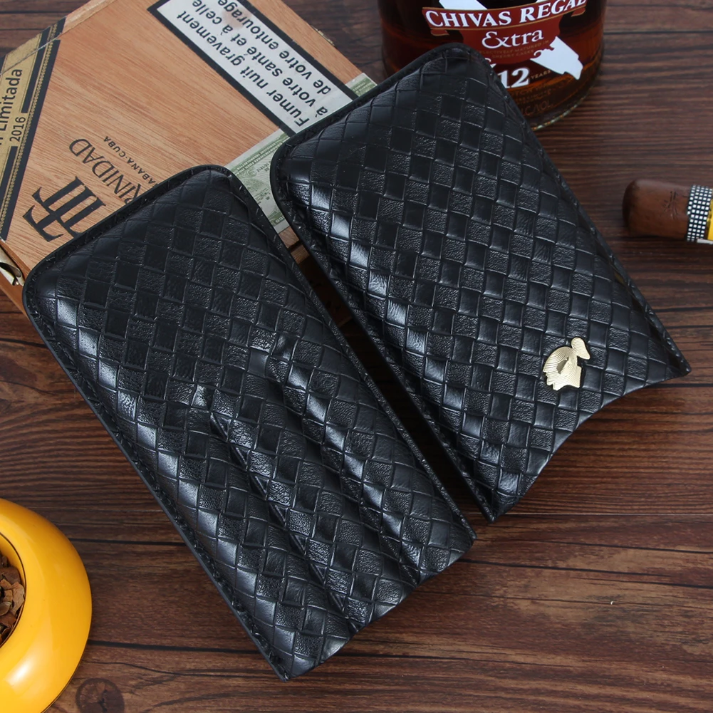 Кожаный чехол для сигар COHIBA черный держатель с 3 трубками дорожные хьюмидоры