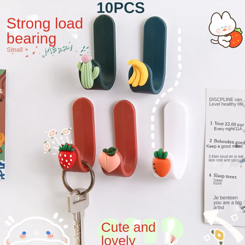 

10/1PCS Cartoon Multi-functional Sticky Hook Cute Wind Home Punch-free Unmarked Walls Decorated Small Hooks Decorative Hooks
