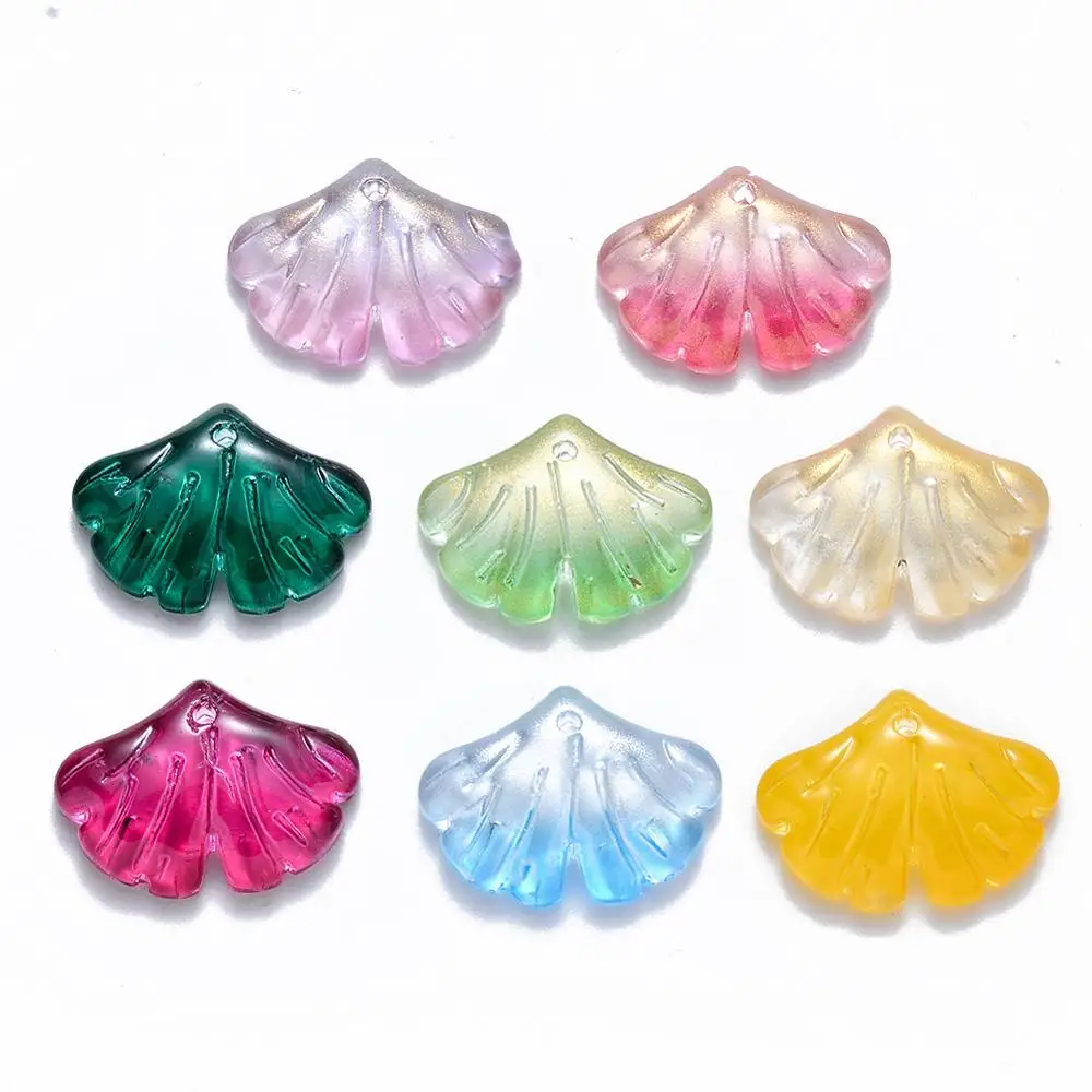 

100Pcs Ginkgo Leaf Charms Beads Transparent Leaves Glass Pendants For DIY Necklace Bracelet Earrings Jewelry Making Accessories