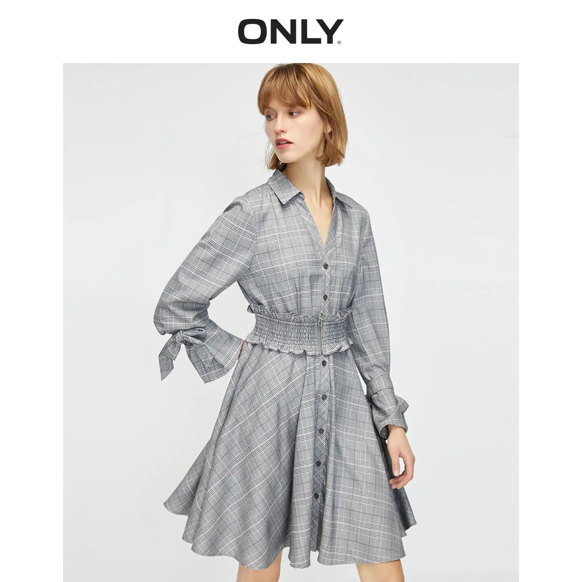 

ONLY Women's Mid-length Checked Shirt Dress | 120107518