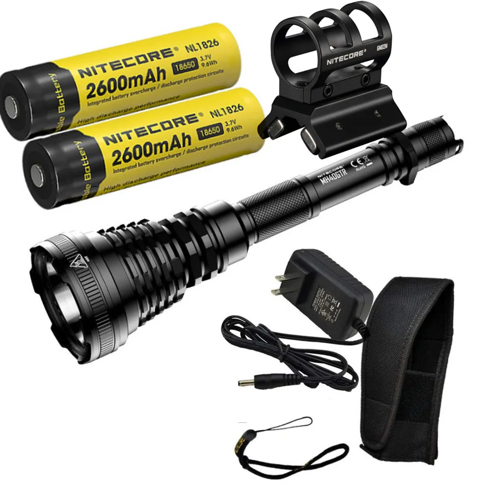 NITECORE MH40GTR 1200 люмен Ультра дальность 1004 м охотничий поисковый фонарь Тактический перезаряжаемый фонарь с 2 батареями GM02M - Испускаемый цвет: 2xNL1826  GM02M