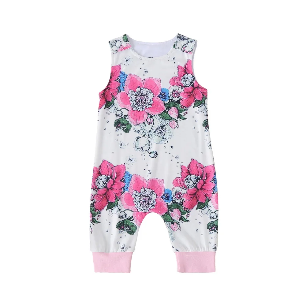 

Newborn Infant Baby Girls Flowers Rainbow Sleeveless Romper Babygorws Sleeveless Playsuit O-Neck Clothes Outfits Jumpsuit D30