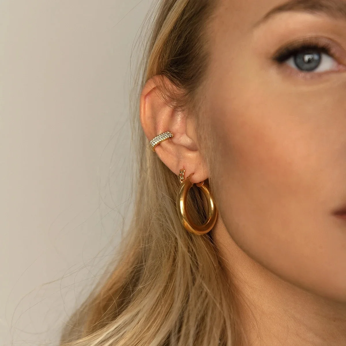 

Original Brand Elegant Women's 925 Sterling Silver Italian Plain Link Chain Huggie Earring Jaoanese