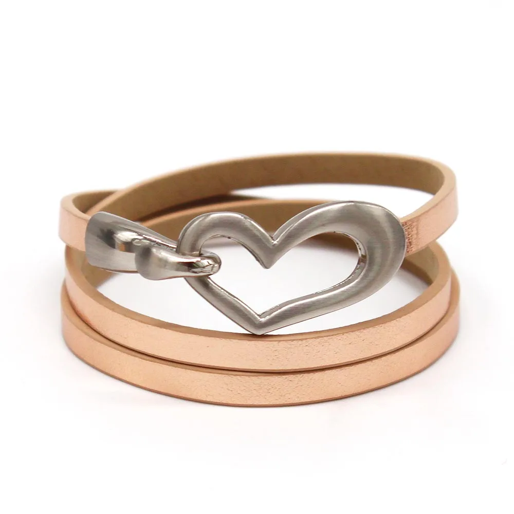 TOTABC Винтаж Кожаный браслет Сердце Браслеты с подвесками ручной три раза упаковка