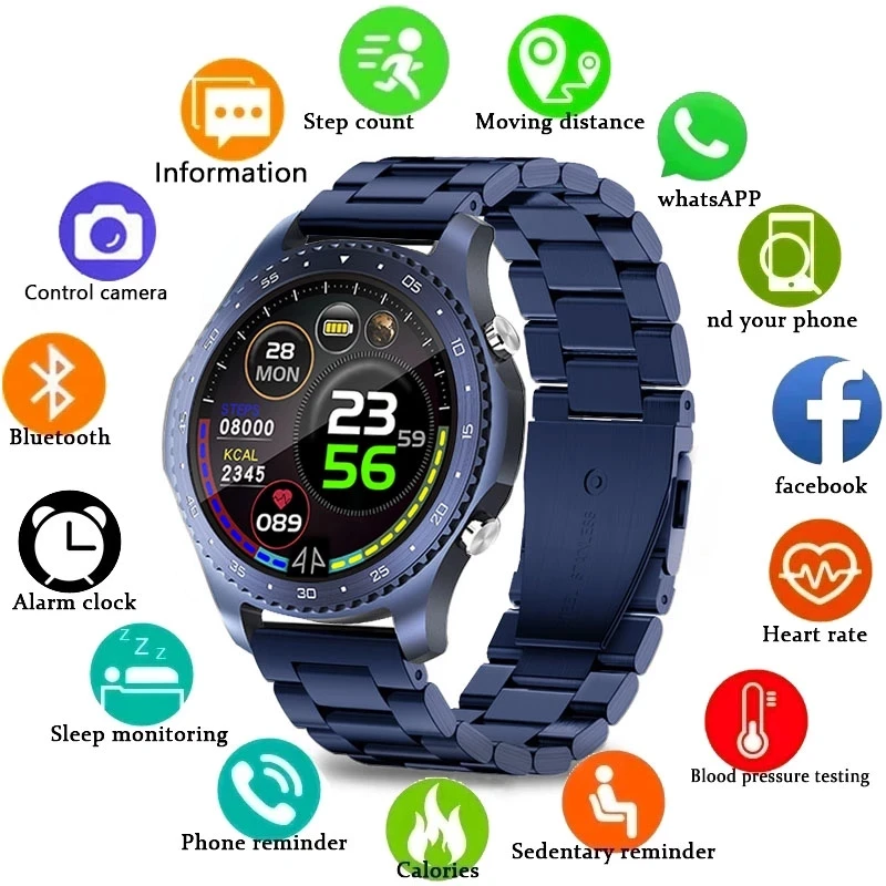 

2021 Luxury Men Smart Watch Heart Rate Blood Pressure Body Temperature Sports Fitness Watch Men Bluetooth Call Smartwatch Music