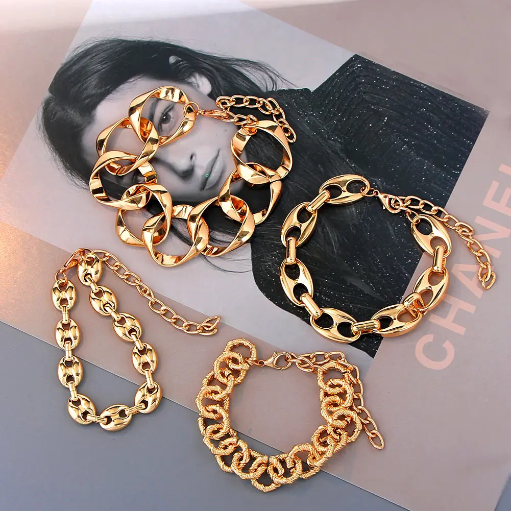 Браслеты на ногу JJFOUCS в стиле панк толстой цепочке Пляжная бижутерия для женщин