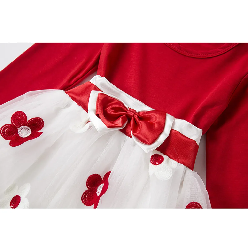 Цветочные весенние платья для малышей детей девочек с длинным рукавом тюлевые