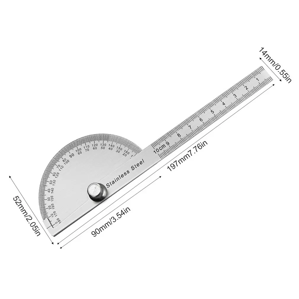 

180 Degree Protractor Stainless Steel Angle Gauge Adjustable Multifunction Semicircle Ruler Mathematics Measuring tool 100/150mm