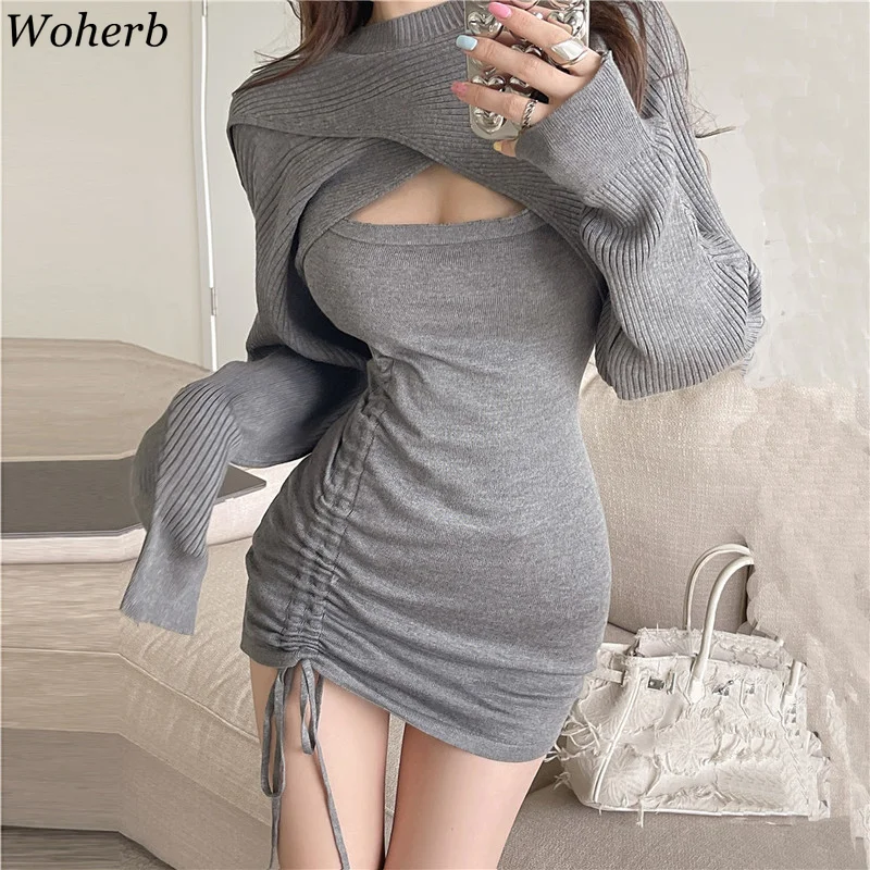 Woherb пикантный комплект из двух предметов трикотажная накидка с двумя сторон +