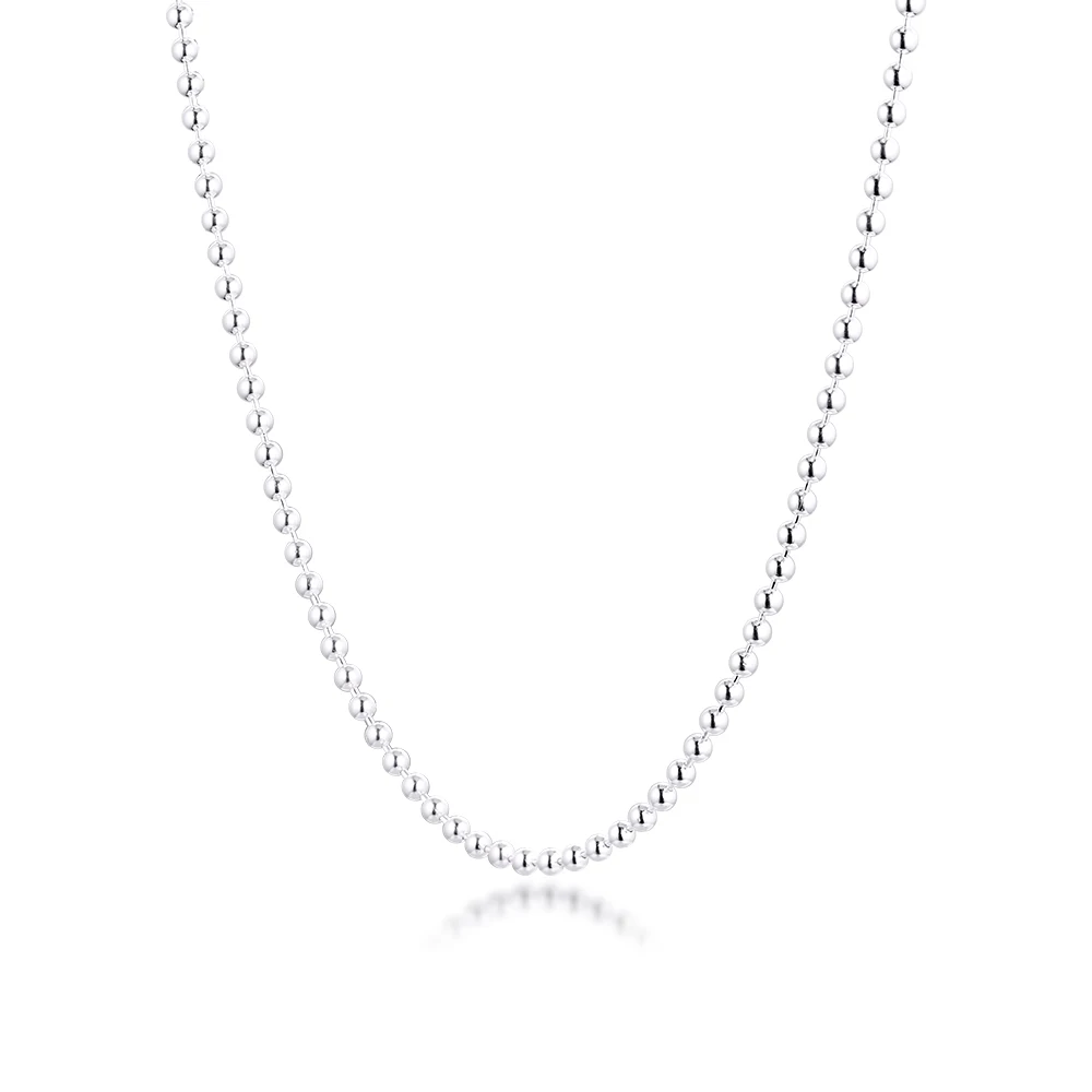 

100% 925 Sterling-Silver-Jewelry Polished Ball Chain Necklaces Free Shipping