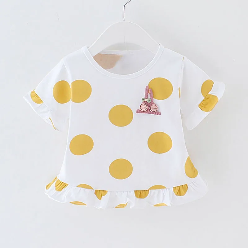 Футболка детские летние хлопковые топы с принтом для девочек блузка