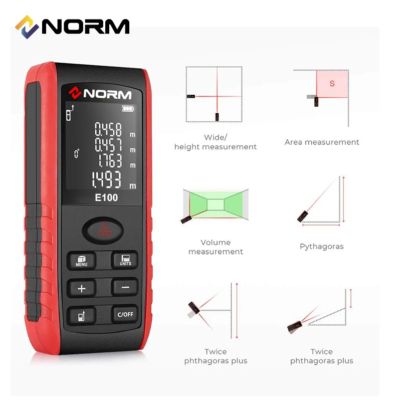 Дальномер лазерный NORM E 40/60/80/100 м|laser distance meter 40m|laser meterdistance |