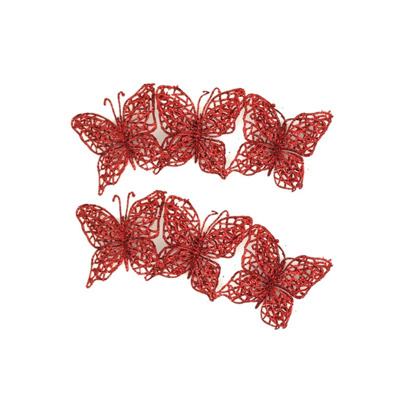 

12Pcs/Pack Christmas Tree Ornaments 3D Simulation Butterflies Pendant Decorations New Year Home Decor