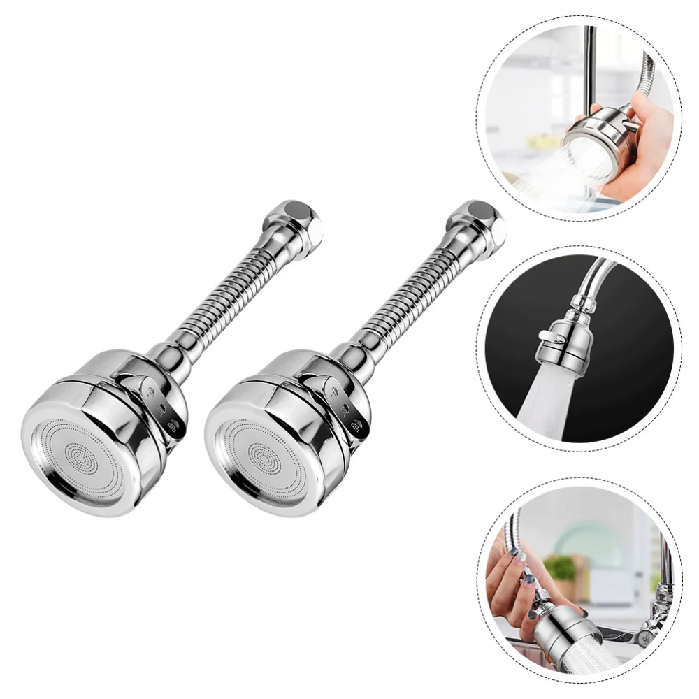 

2Pcs Kitchen Splashproof Nozzles Rotatable Extend Sprayers Silver