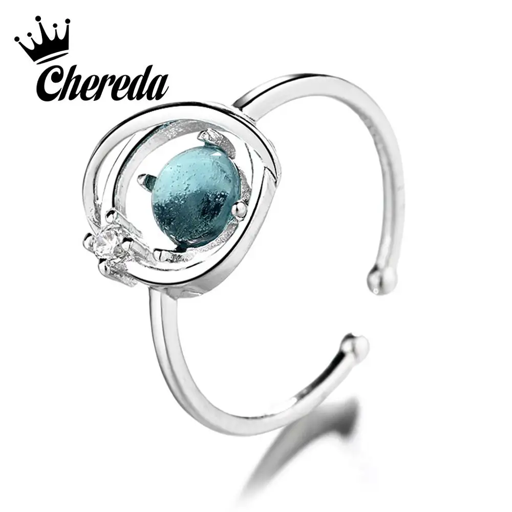 

Кольцо женское из серебра кольцо с голубым Цирконом пробы, с планетами, Chereda, 925
