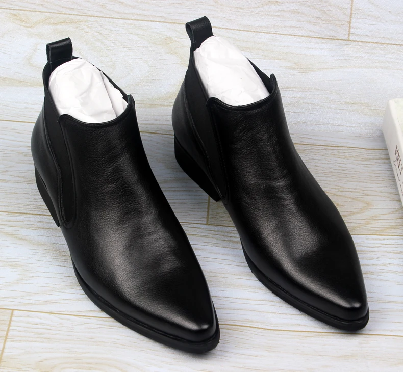 

QYFCIOUFU Winter Mens Boots Genuine Leather High Quality Cow Leather Men Dress Boots Shoes Black Lace-up Suede Ankle Boots