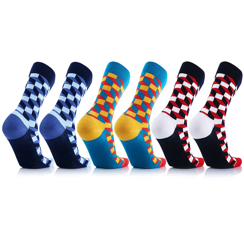 3 пары мужских длинных носков с 3D решеткой дышащие повседневные уличные носки в