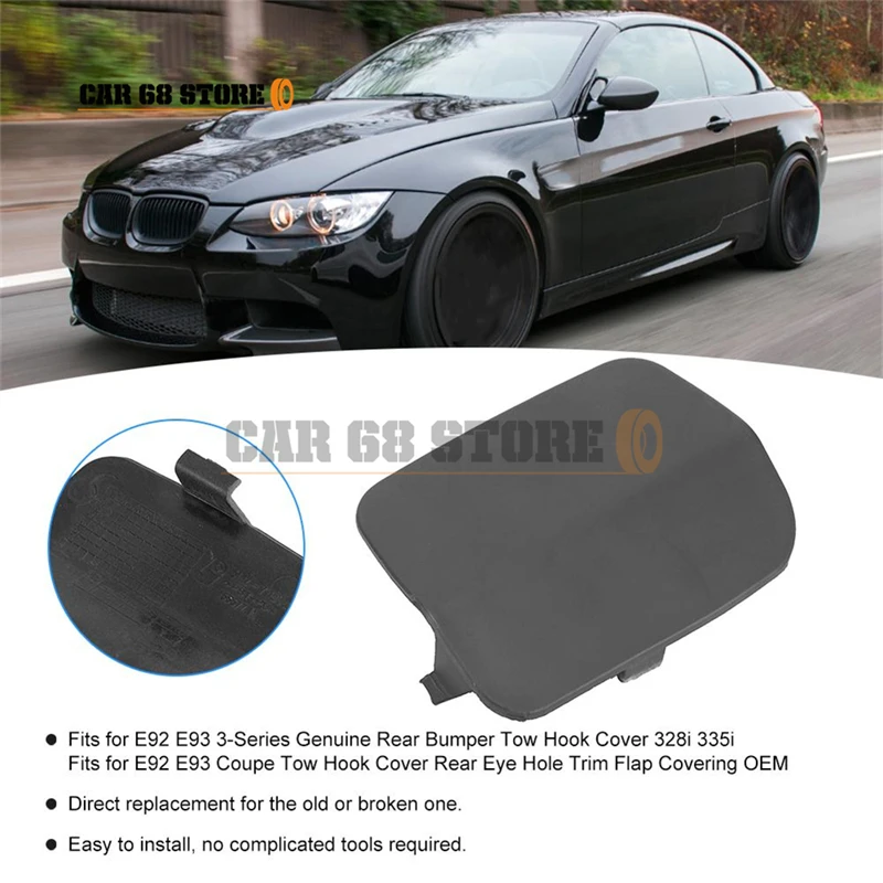 

1 Pcs Car Rear Bumper Tow Hook Eye Cover High Quality ABS Auto Accessories 51127161497 Fits For 3-Series E92 E93 328i 335i