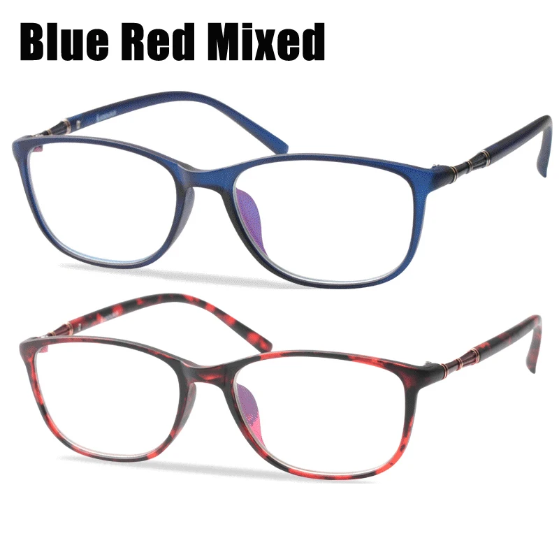 Blue Red Mix SOOLALA ультра светильник TR90 анти синий светильник очки для компьютерных игр для мужчин прозрачные линзы оптические очки Рамки Анти усталость очки - Цвет оправы: Blue Red Mix