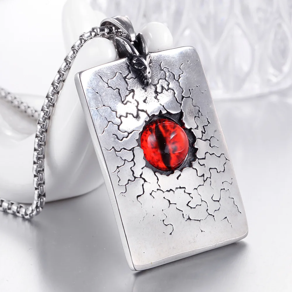

Retro Pattern Necklace Pendant Men's Cool Eye Of God Stainless Steel Tag Jewelry