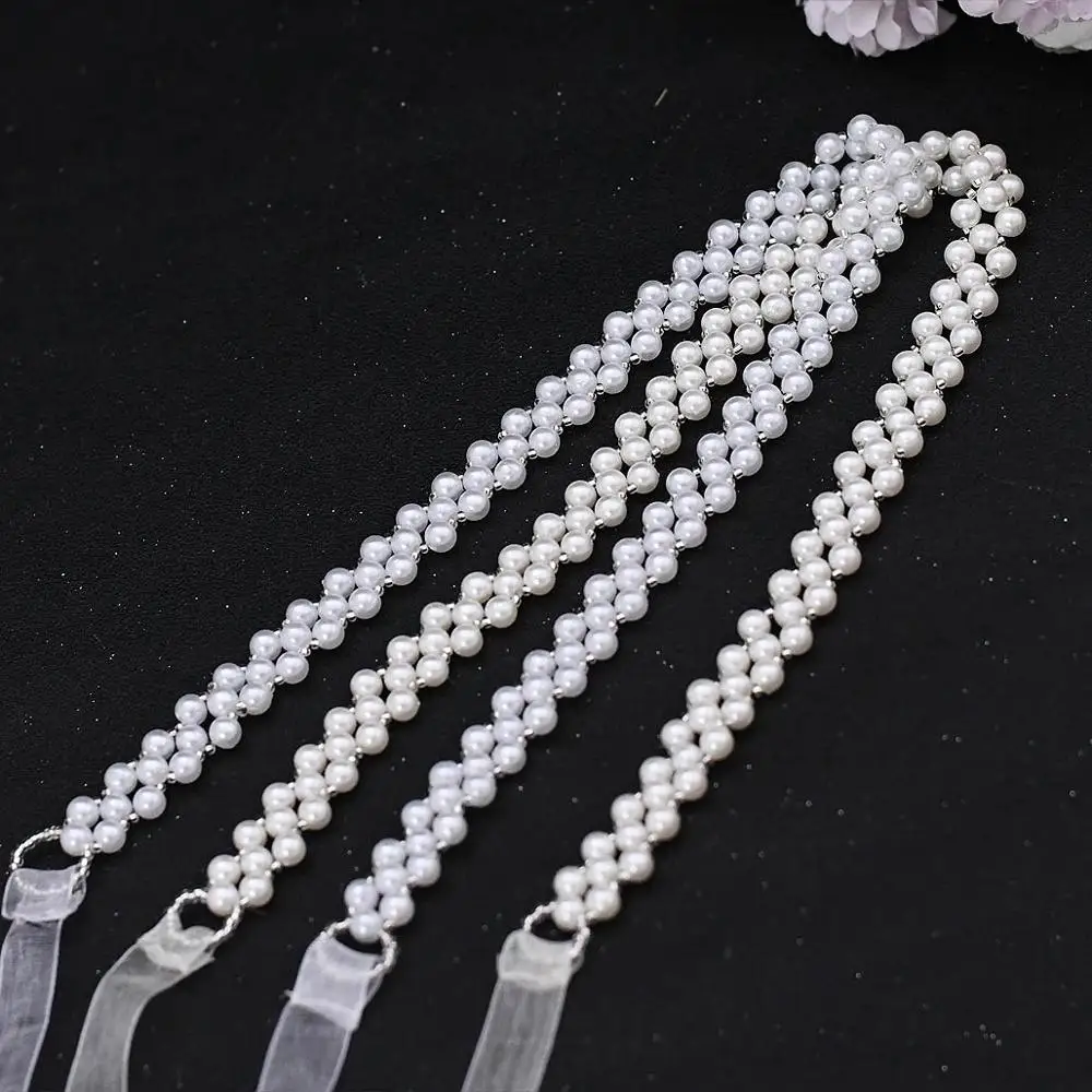 

TRiXY S34 Pearls Wedding Belts Sash Women's Pearls Beaded Belts Organza Ribbion Belt Bridal Belt Sash Pearls Belt for Brides