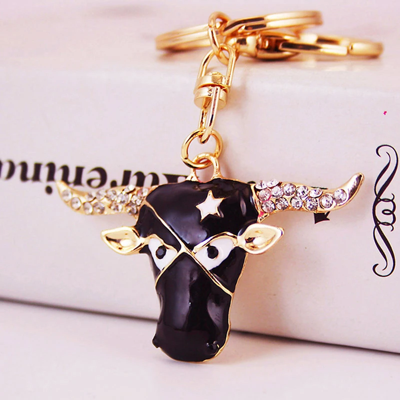 Творческий головы коровы брелок с украшением в виде кристаллов крупного