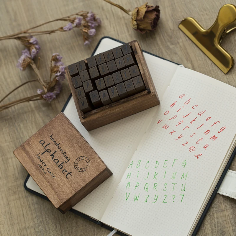 28 шт. винтажный почерк английский штамп Алфавит Письмо деревянный набор