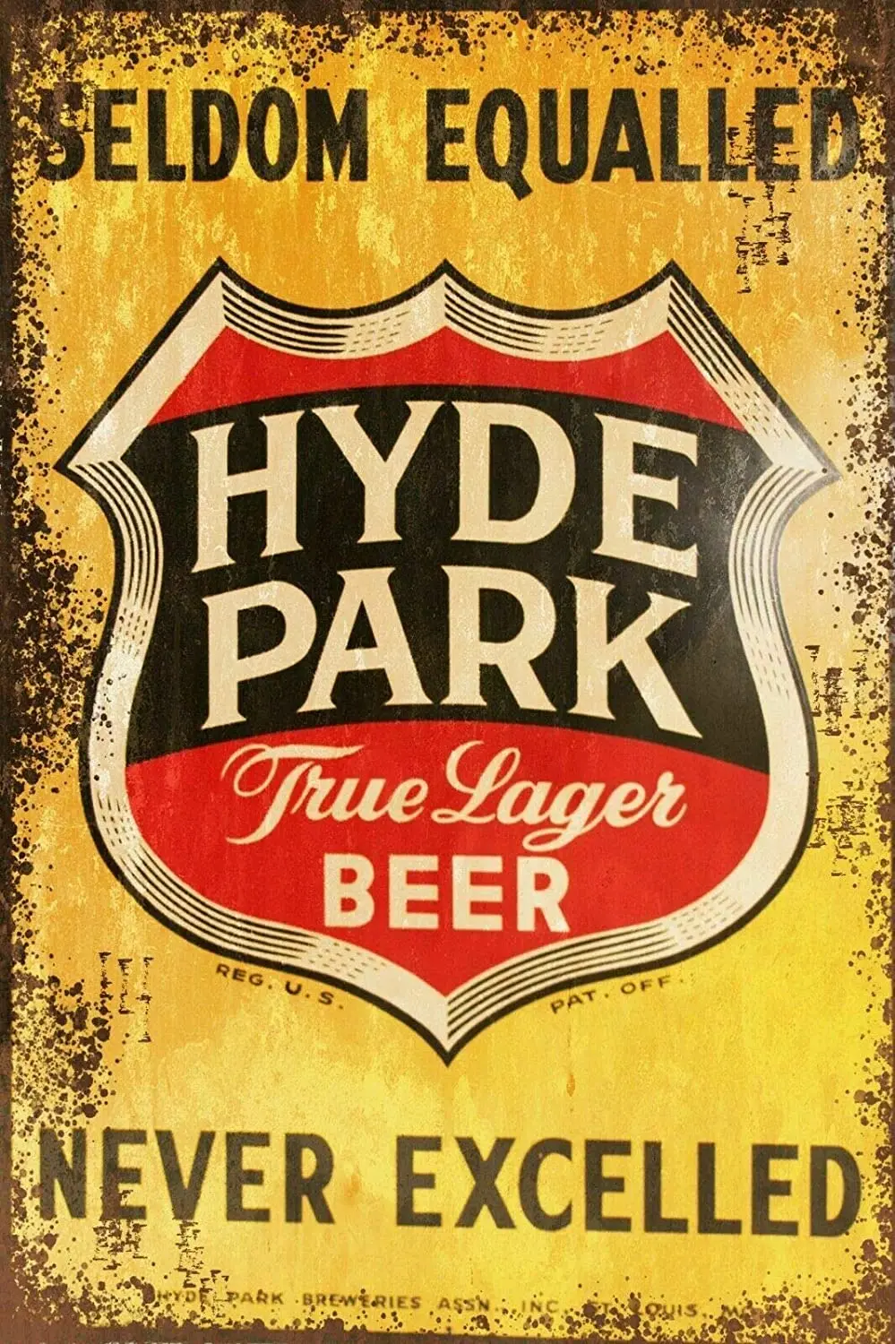 

Hyde Park Lager Beer Metal Tin Sign 12x8 Inch Decor