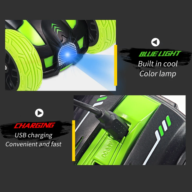 Coche teledirigido de juguete para ni&ntilde;os, 2,4G, 4 canales, Buggy de derrape, doble cara, Control remoto, Mini coches de alta velocidad, giro de 360 grados, Robot-4