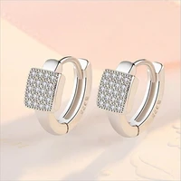 2021 new arrival lady silver 925 earrings women jewelry fashion zircon hoops earring female accessories square silver earring