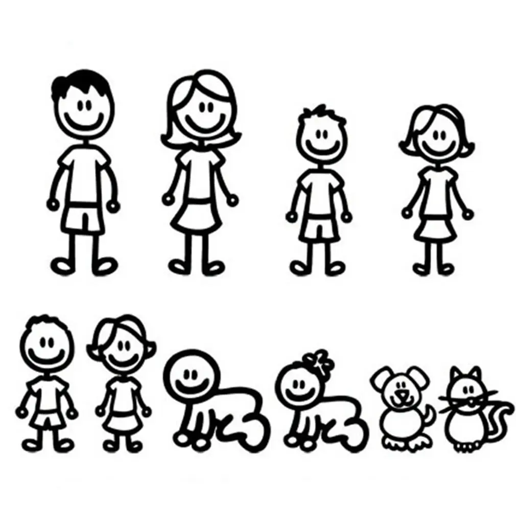 

Funny Family Member Decorative Reflective Auto Decal Cartoon Car Sticker Bumper Car Body Decal Supplies