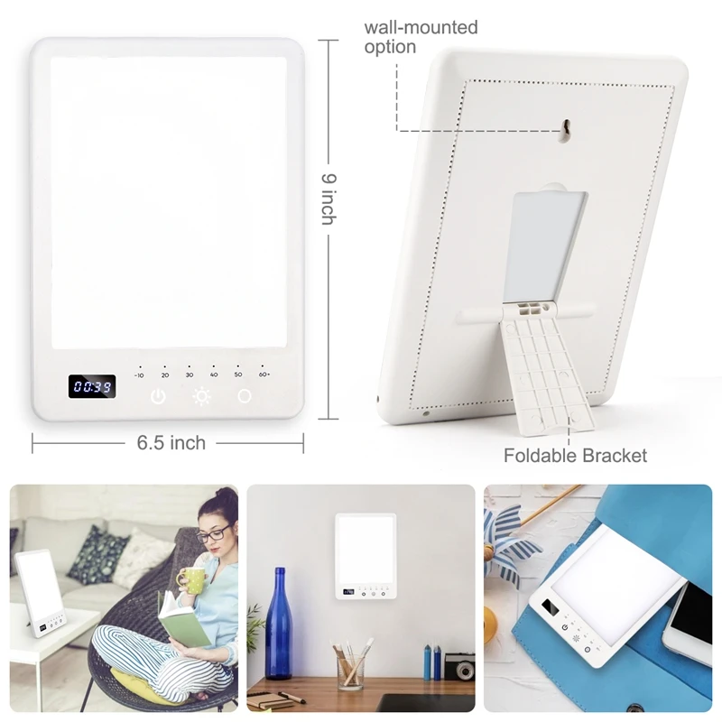 

Sad Lamp, Stepless Brightness Light Therapy Lamp UV Free 10000 Lux, Press Dimming Eye Lamp, Mood Light US Plug