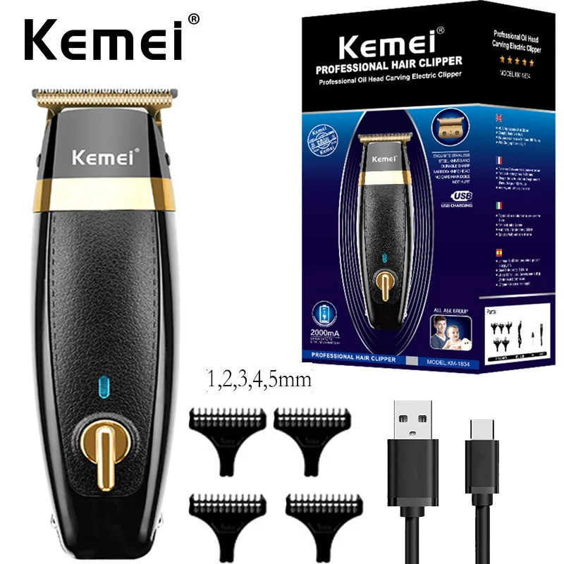 

Kemei KM-1834 Barber Shop Oil Head 0mm Electric Hair Trimmer Professional Haircut Shaver Carving Hair Beard Machine Styling Tool