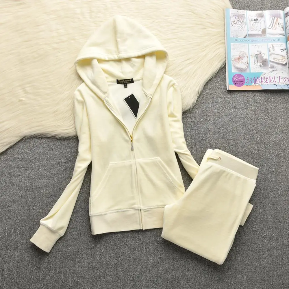 Women's Suit 2022 Spring Casual Sportswear Solid Color Hooded Sweater Pants Set Velvet 2 Piece Set S-2XL enlarge