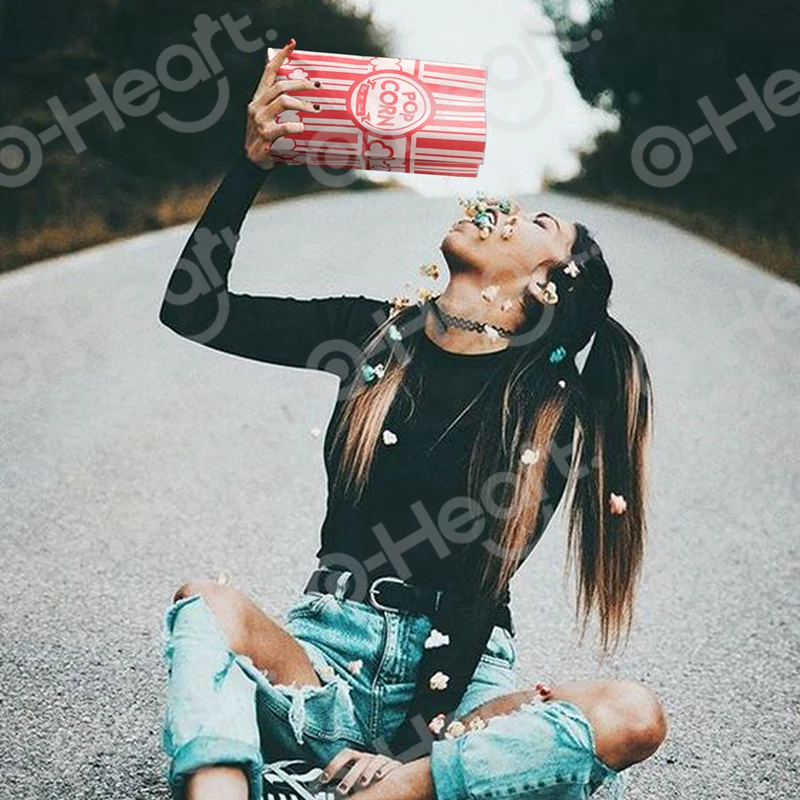 100/50/12/за штуку Бесплатная доставка Попкорн Сумки нарядное красно белое Полосатое