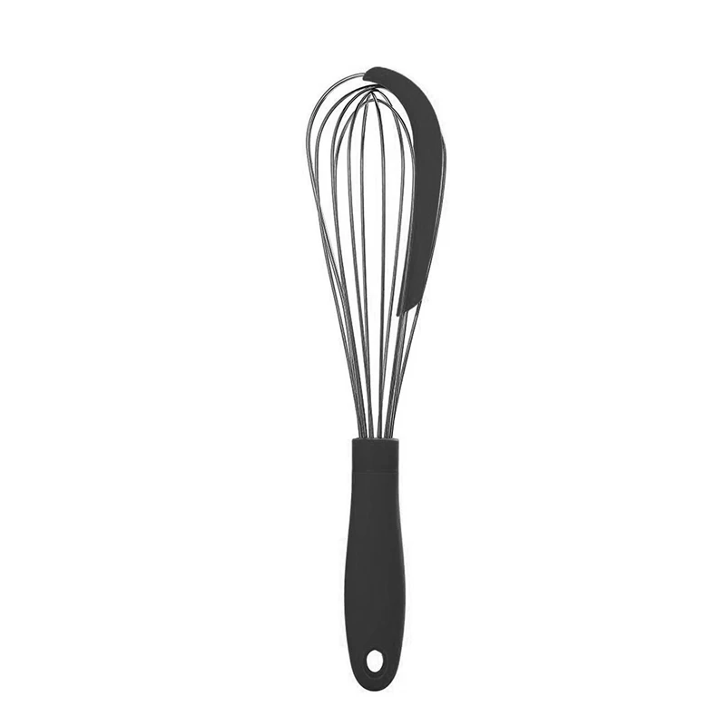 

304 Stainless Steel Balloon Whisk with Silicone Scraper - Elegant Handle & Thick Wire Balloon Whisk for Mixing