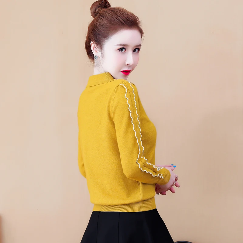 

New Elegant Sweet Women Autumn/Winter Knit Sweater Top All-match Loose Slim Long Sleeve Clothing