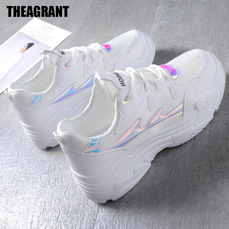 Женские кроссовки из сетчатого материала на платформе со шнуровкой|Женские и