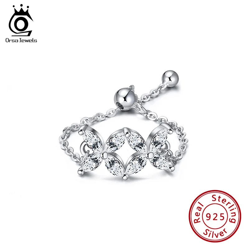 ORSA JEWELS Настоящее 925 пробы Серебряное кольцо AAAA Циркон романтическое милое