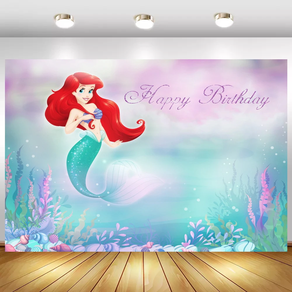 

Under Sea World Coral Bubbles Mermaid Princess Background Photography Happy Birthday Beauty Girl Photo Backdrop Party Banner