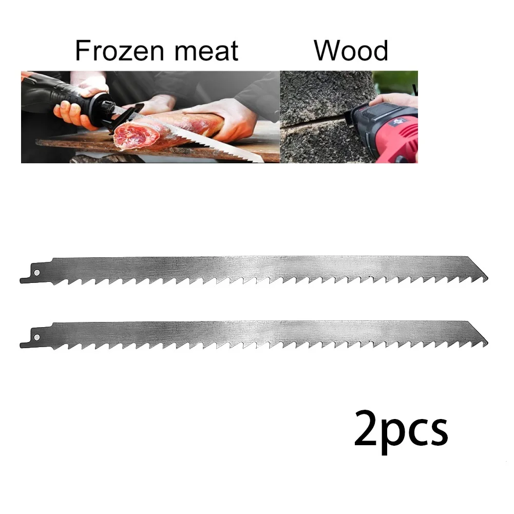 

2pcs 300mm Reciprocating Cutting Tool For Cutting Ice And Frozen Meat Food Grade Stainless Steel Camping Saw Blades Outdoor Tool