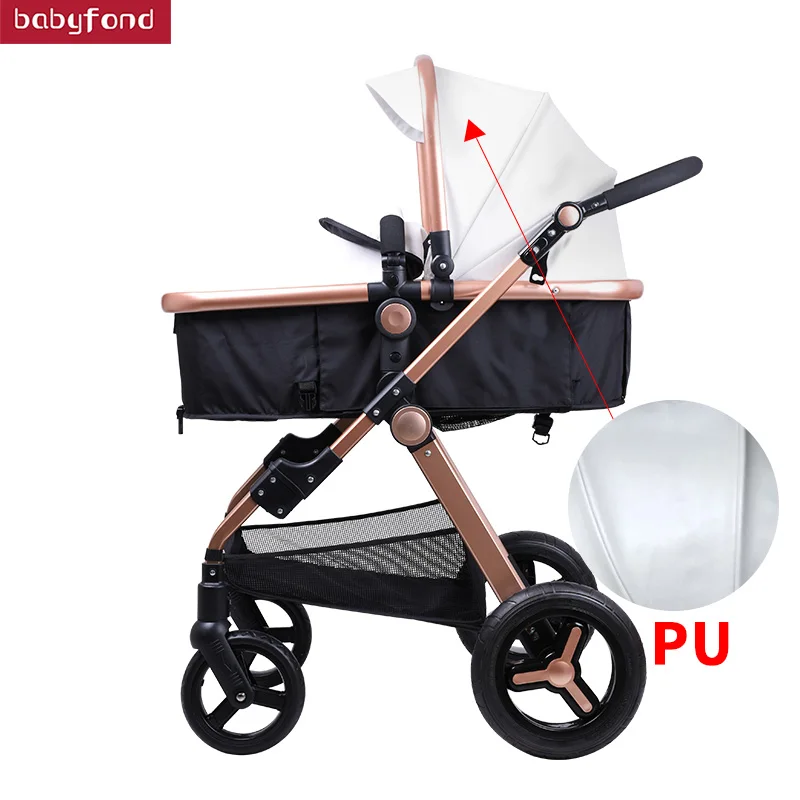 Роскошная детская коляска 3 в 1 Babyfond с высоким ландшафтом портативная Золотая