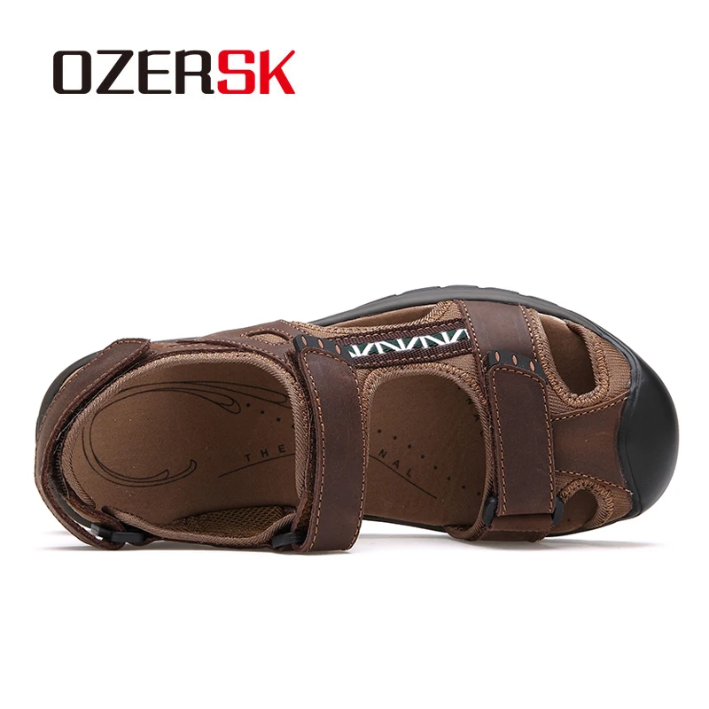 OZERSK/Лидер продаж Летняя мужская пляжная обувь из натуральной кожи сандалии