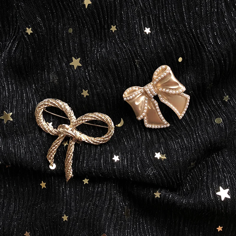 

Metal Brooch bow dress accessories Emblem high quality luxury pearl pin versatile exquisite