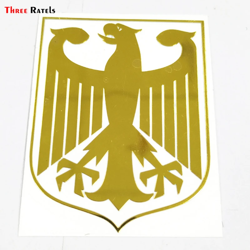 

Three Ratels MT-060# 46x60mm German National Emblem Eagle Metal Golden Nickel Funny Car Sticker Auto Stickers And Decals