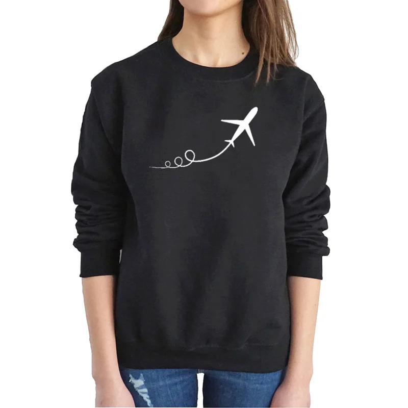 

Kawaii Airplane Women Sweatshirt Fashion Graphic Crewneck Cotton Pullover Hoodie Autumn Full Long Sleeve Top Shirt Drop Shipping