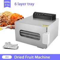 stainless steel 6 trays food dehydrator snacks dehydration dryer fruit vegetable herb meat drying machine household 110v 220v