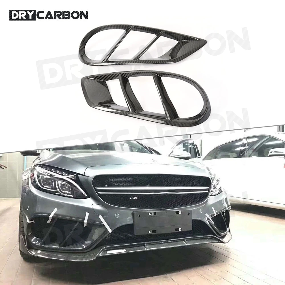Carbon Fiber Front Bumper Air Vent Cover Mesh Grill Frame for Mercedes-Benz C Class W205 C43 AMG C180 C200  2015 - 2019