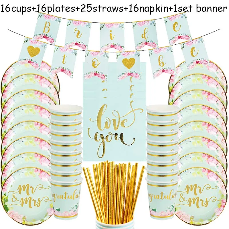 74pcs 74 шт. свадебные украшения Свадьба Mr Mrs посуда бумажная тарелка чашка невесты to Be garland Love you Помолвочные вечерние принадлежности для куриц - Цвет: 74pcs