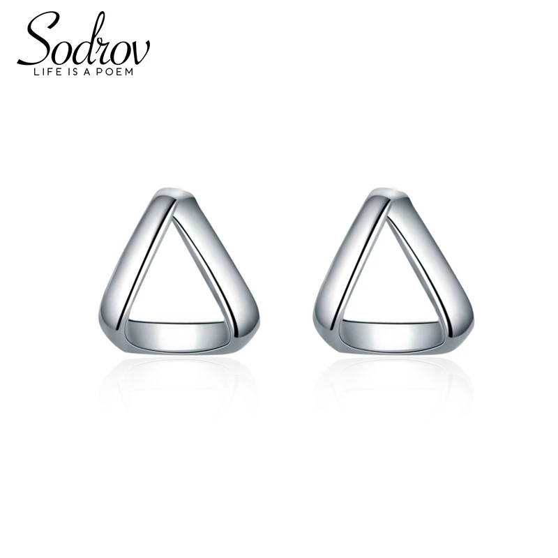 Женские серьги гвоздики Sodrov простые изящные геометрические из стерлингового